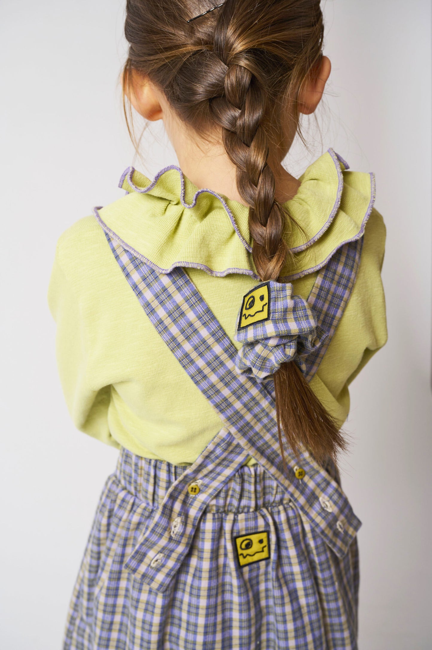 HOLLY - Check Pear/Lavender Hair Scrunchy