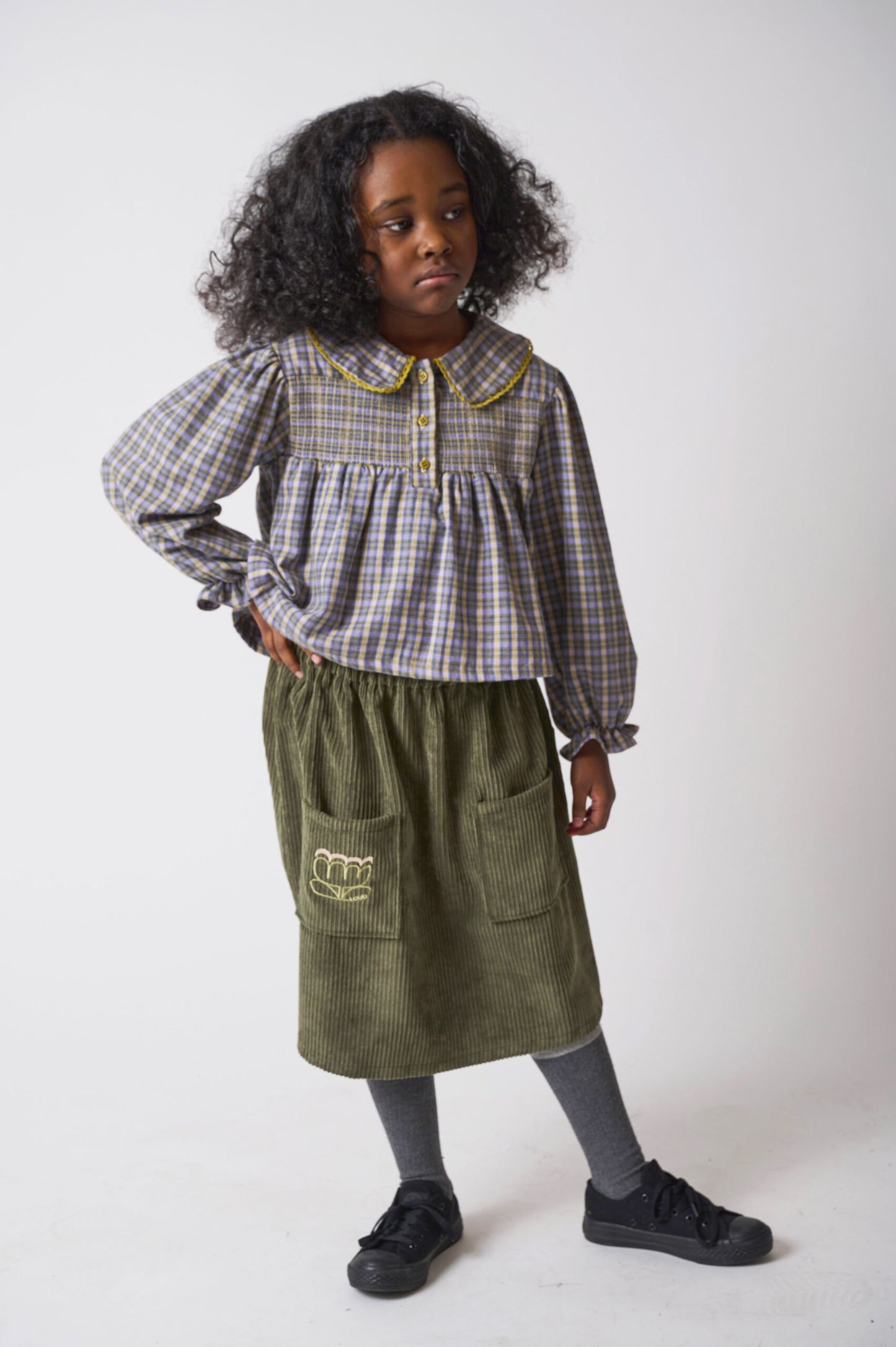 GLIMPSE - Dark Green/Ecru Skirt Midi