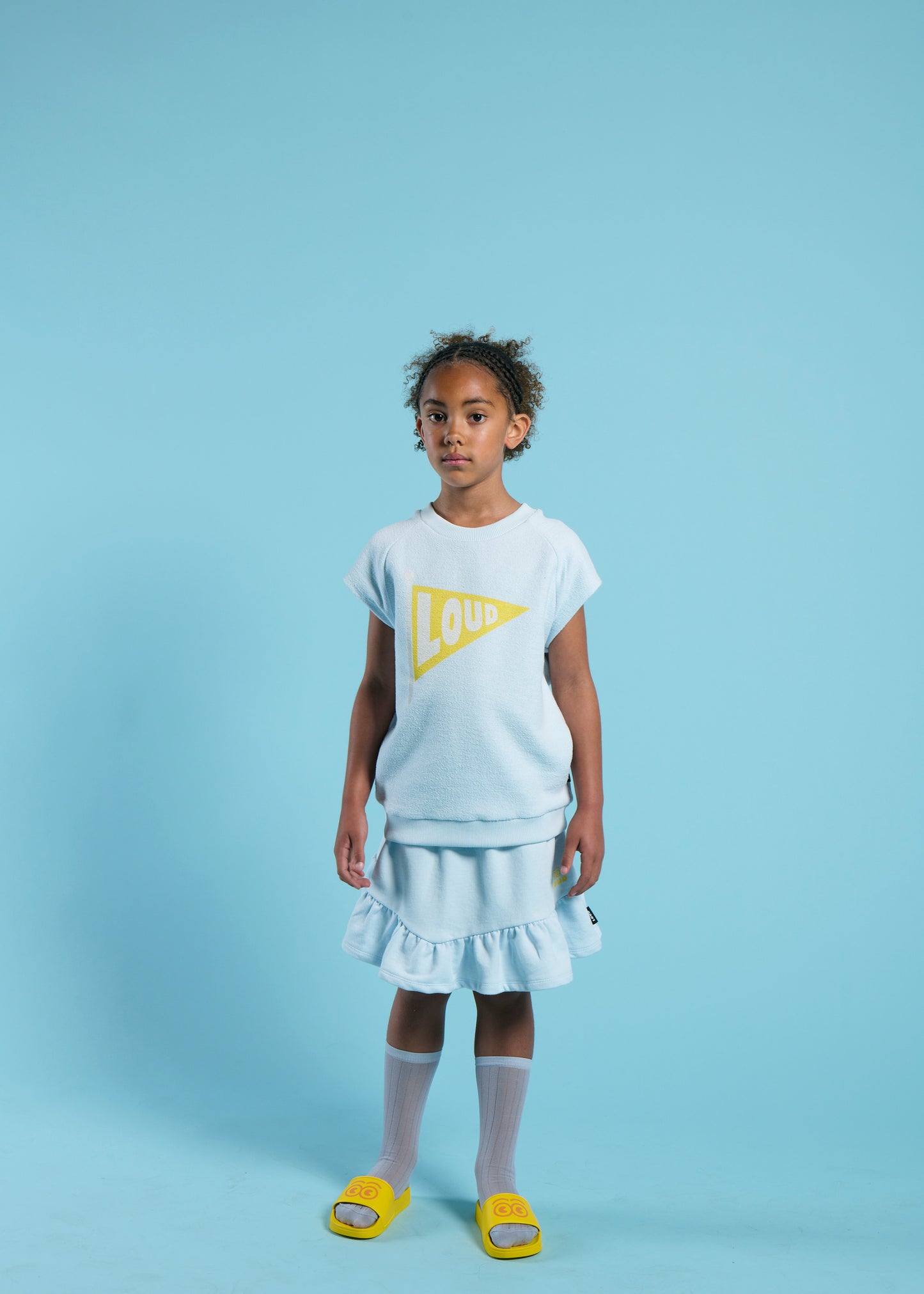 PALERMO - Delicate Blue Sweater Mini Skirt Elasticated Waist 6y and Up Knee Length