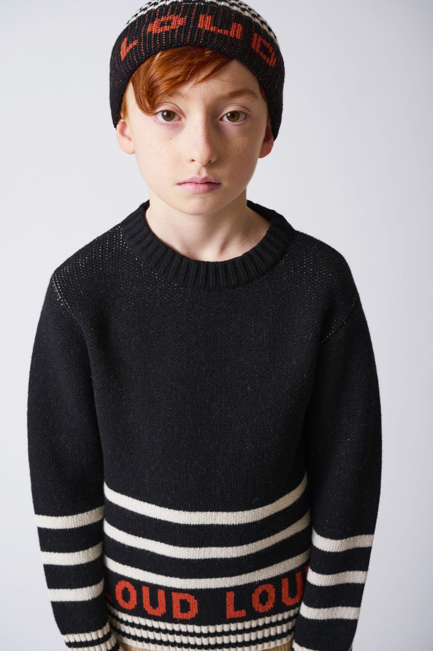 MEADOW - Black/Ecru/Orange Knitted Pullover