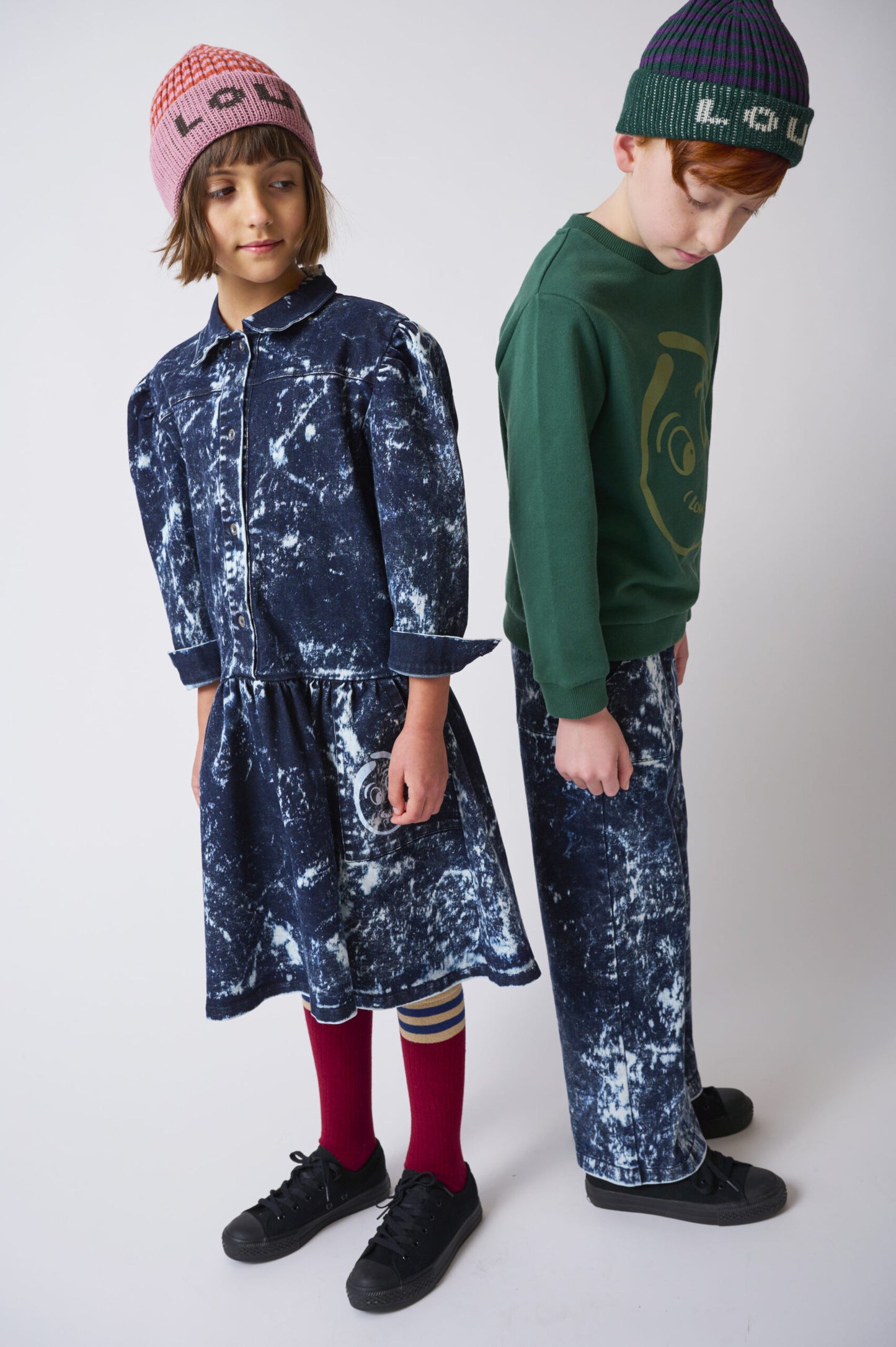 HELLEBORE - Blue Stained Dress Mutton Sleeves