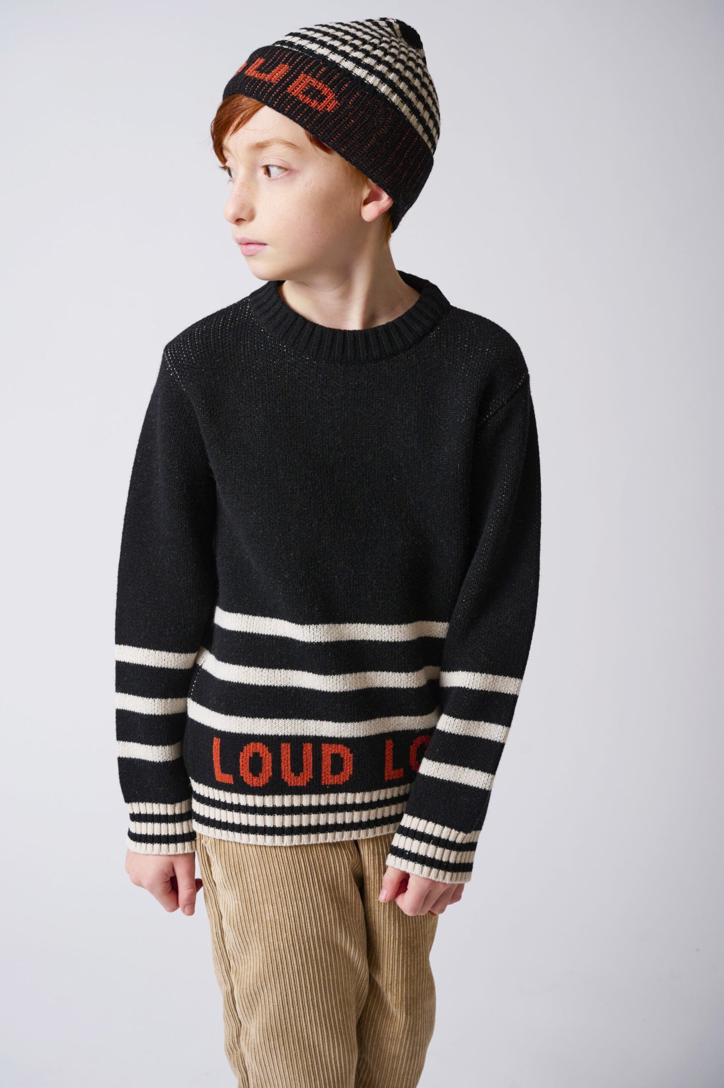 MEADOW - Black/Ecru/Orange Knitted Pullover