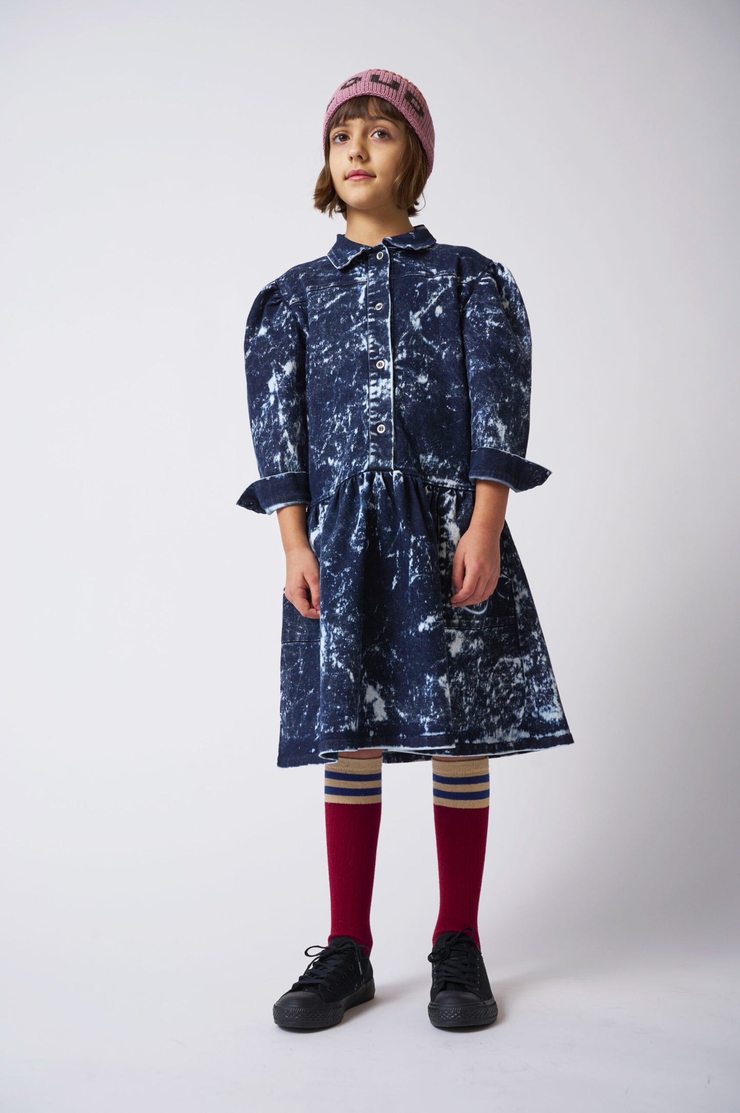 HELLEBORE - Blue Stained Dress Mutton Sleeves