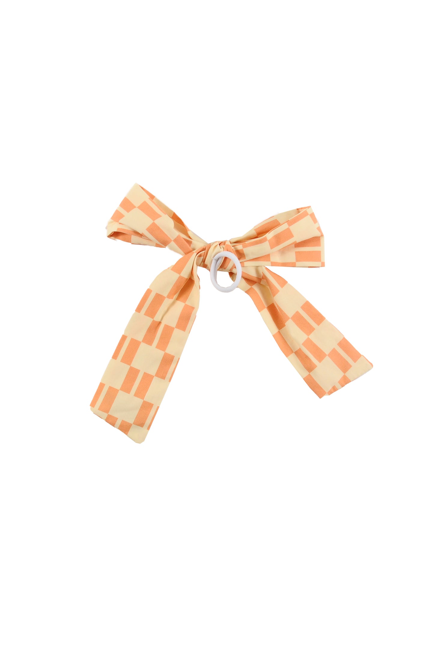 CASTELLO - Check Vanilla/Papaya Hair Bow (Sample)