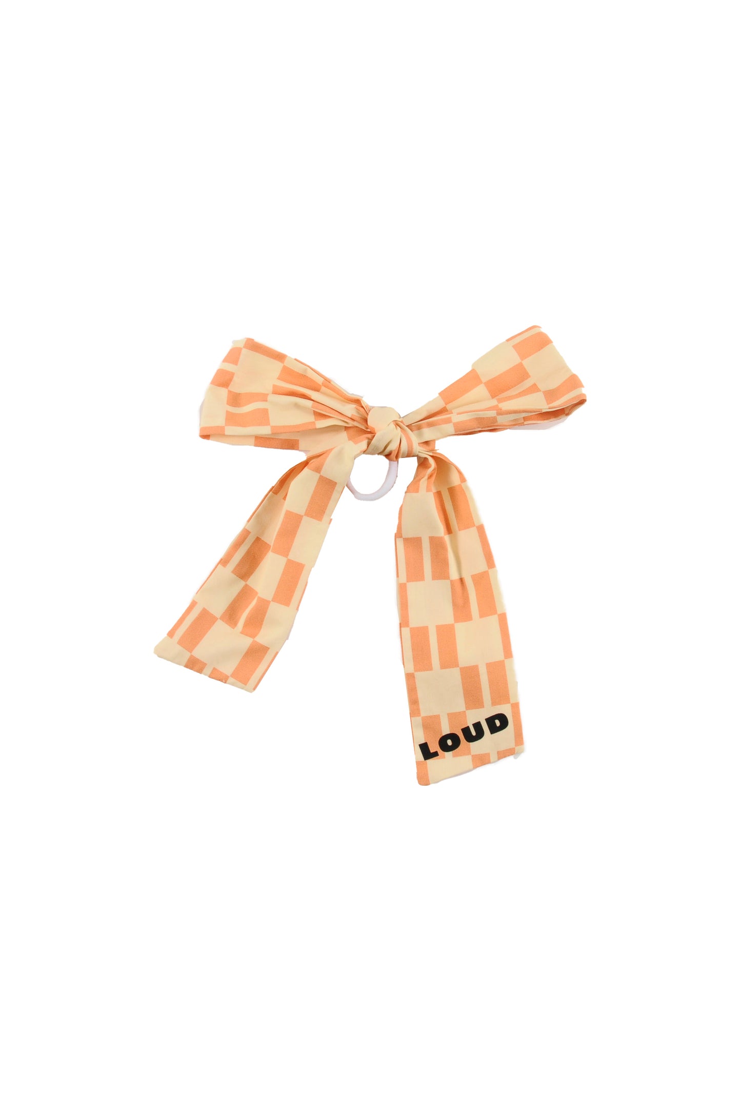 CASTELLO - Check Vanilla/Papaya Hair Bow (Sample)