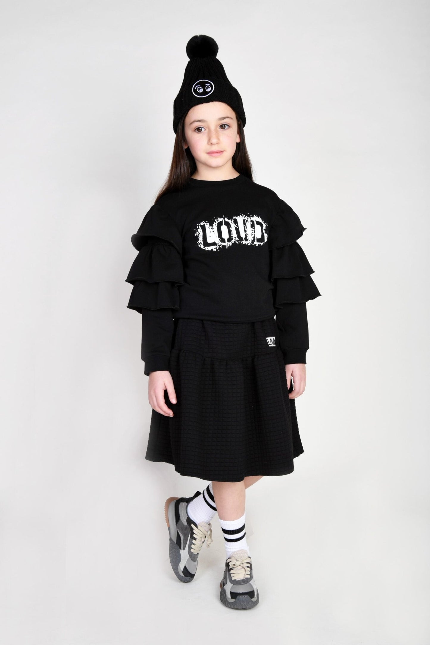 WARM - Black Sweater Ruffle Sleeves Regular Fit