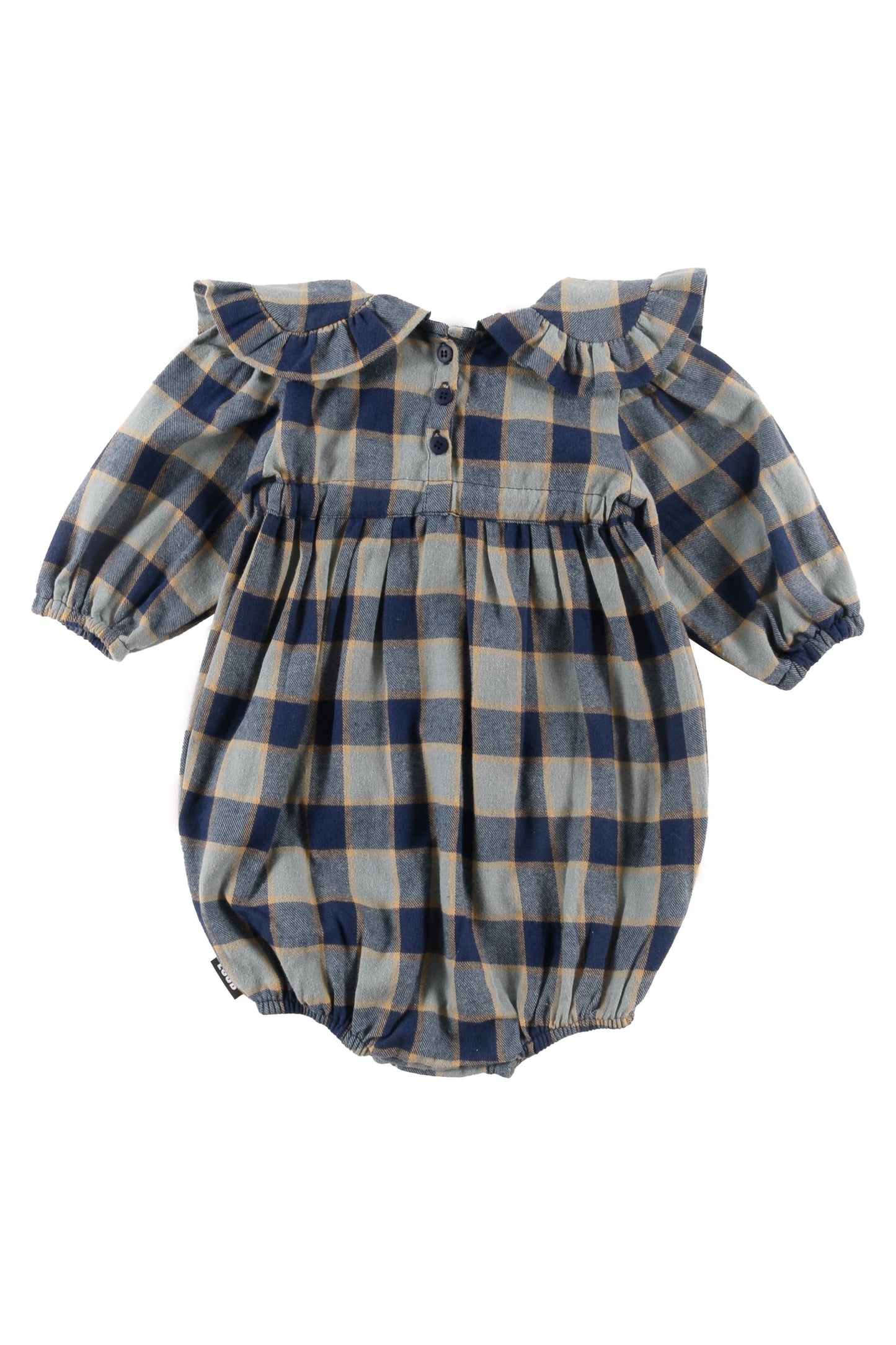 ORIGIN - Check Indigo Baby Romper Collar