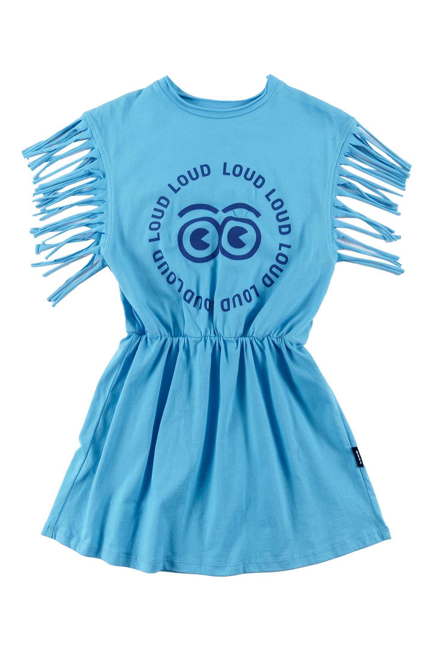 MARE - Cyan Blue/Blue Print Dress T-Shirt Fringed