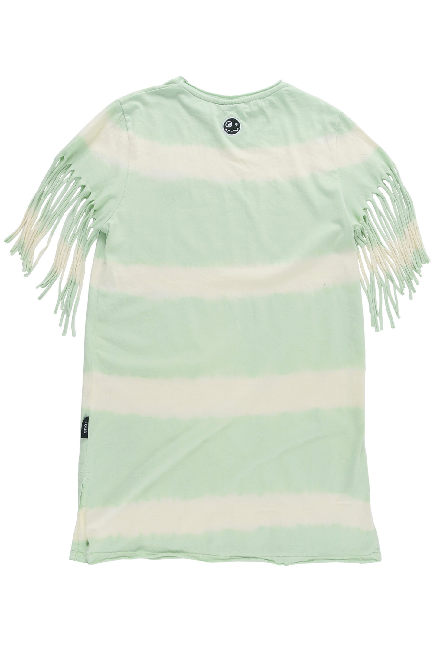 GIFT - Ecru / Pastel Green Tie Dye T-Shirt Dress Fringed