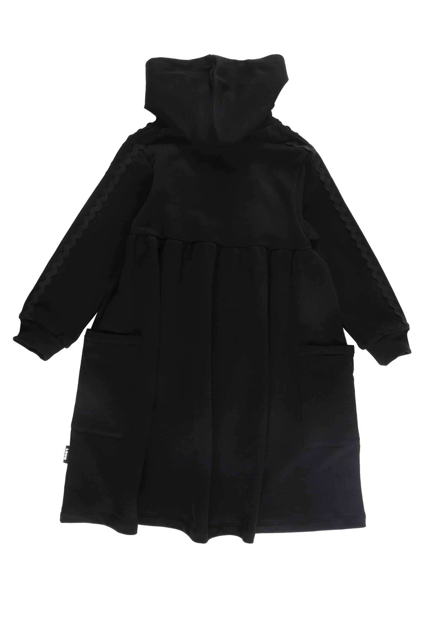 ROOF - Black Dress Hood Loose Fit Ric Rac Sleeves