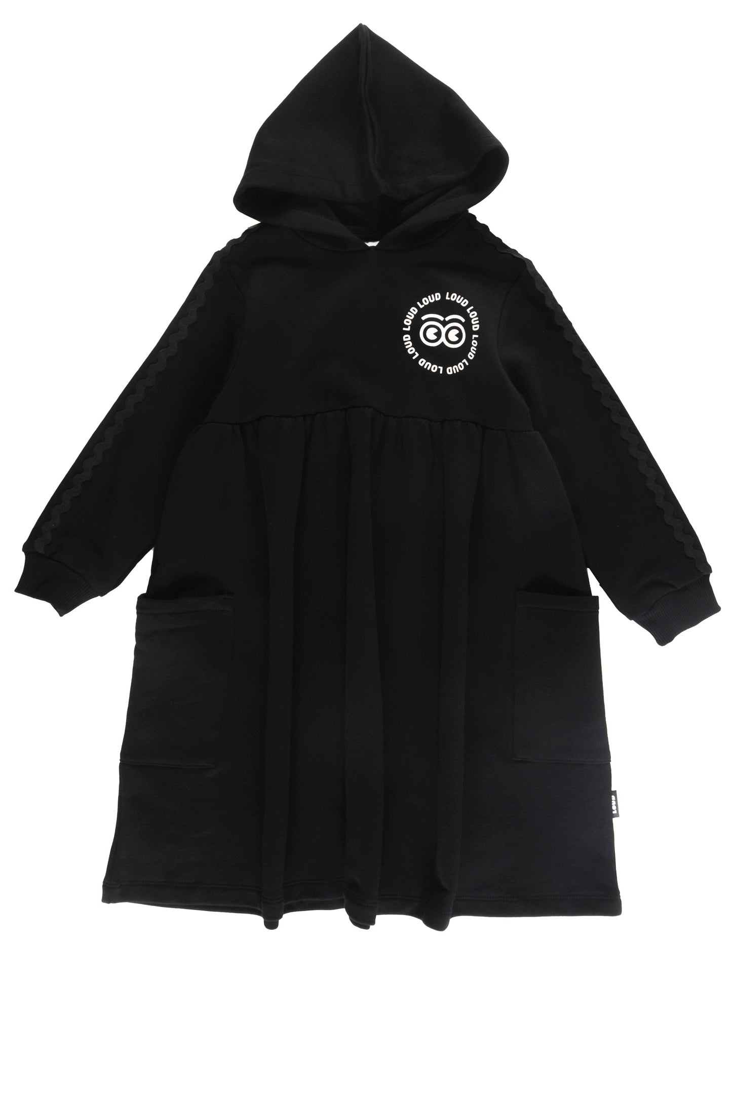 ROOF - Black Dress Hood Loose Fit Ric Rac Sleeves
