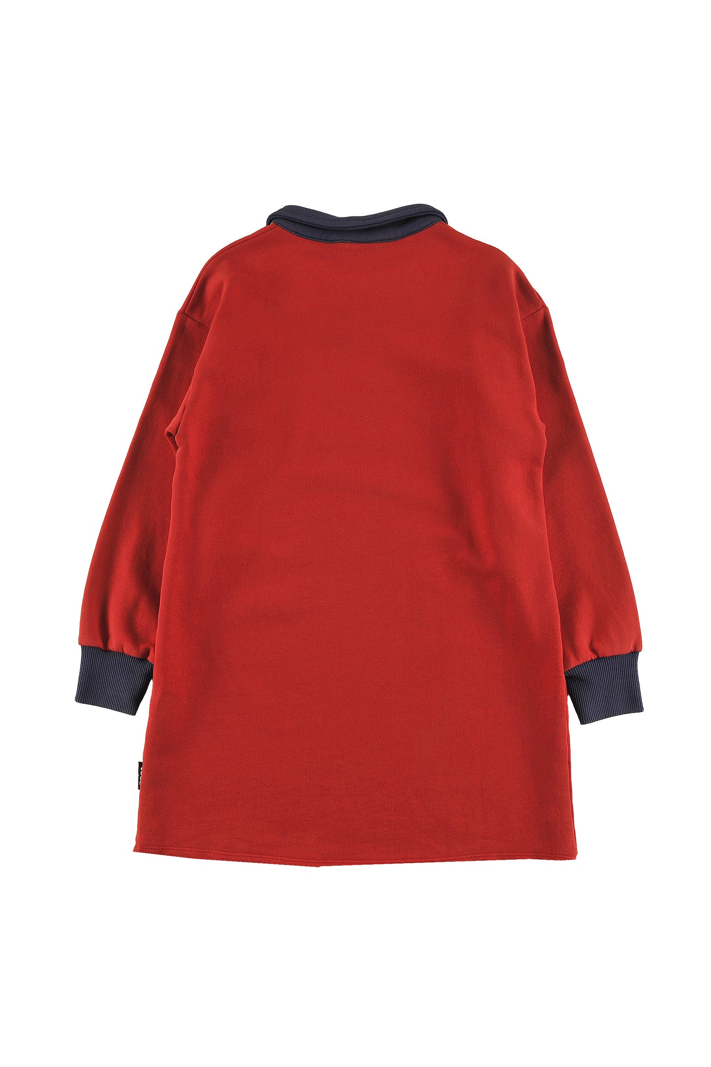 CLUB - RED WASHED POLO DRESS straight loose fit MOUNTAIN motif embroidery patch