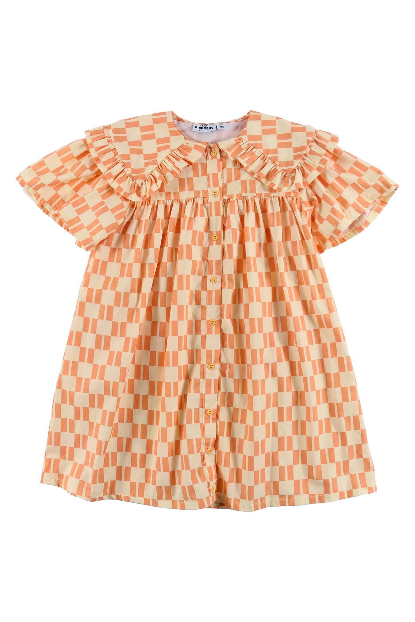 GIOIA - Check Vanilla/Papaya Dress Collar