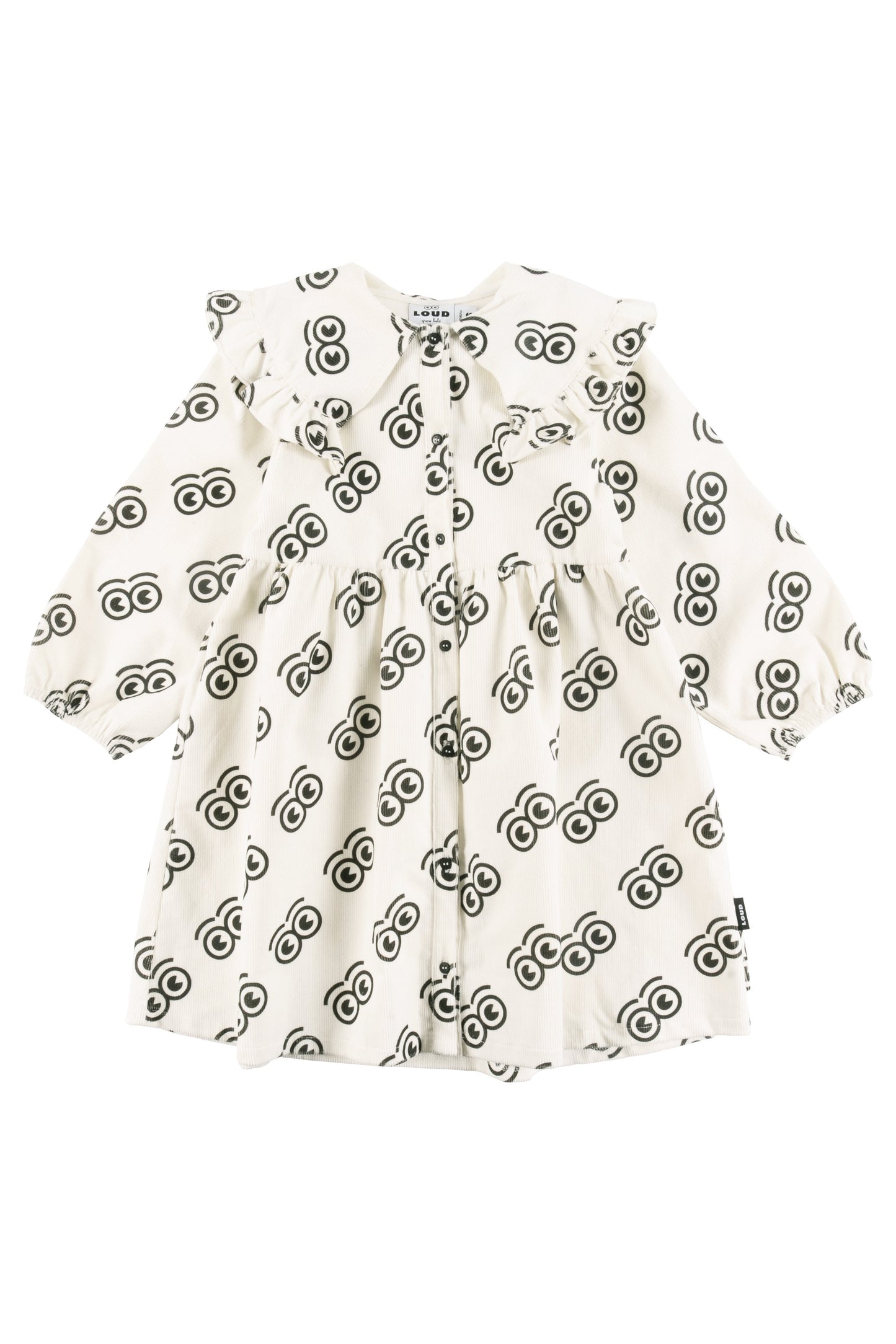 SWEET - Sand/Anthracite AOP Dress Wide Collar Loose Fit