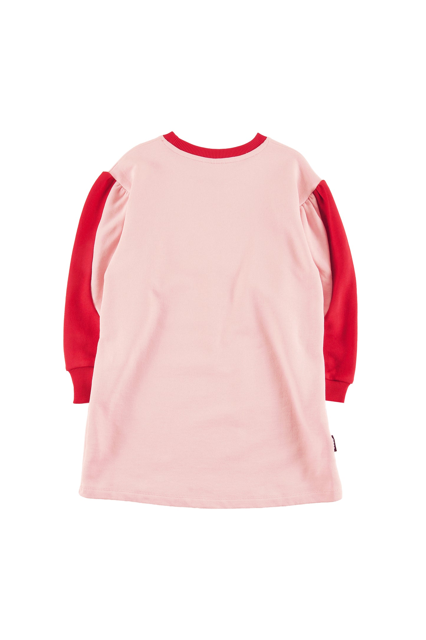REFUGE - ORCHID PINK/RED DRESS loose fit, puff sleeve colour block, LOUD eyes logo print contrast