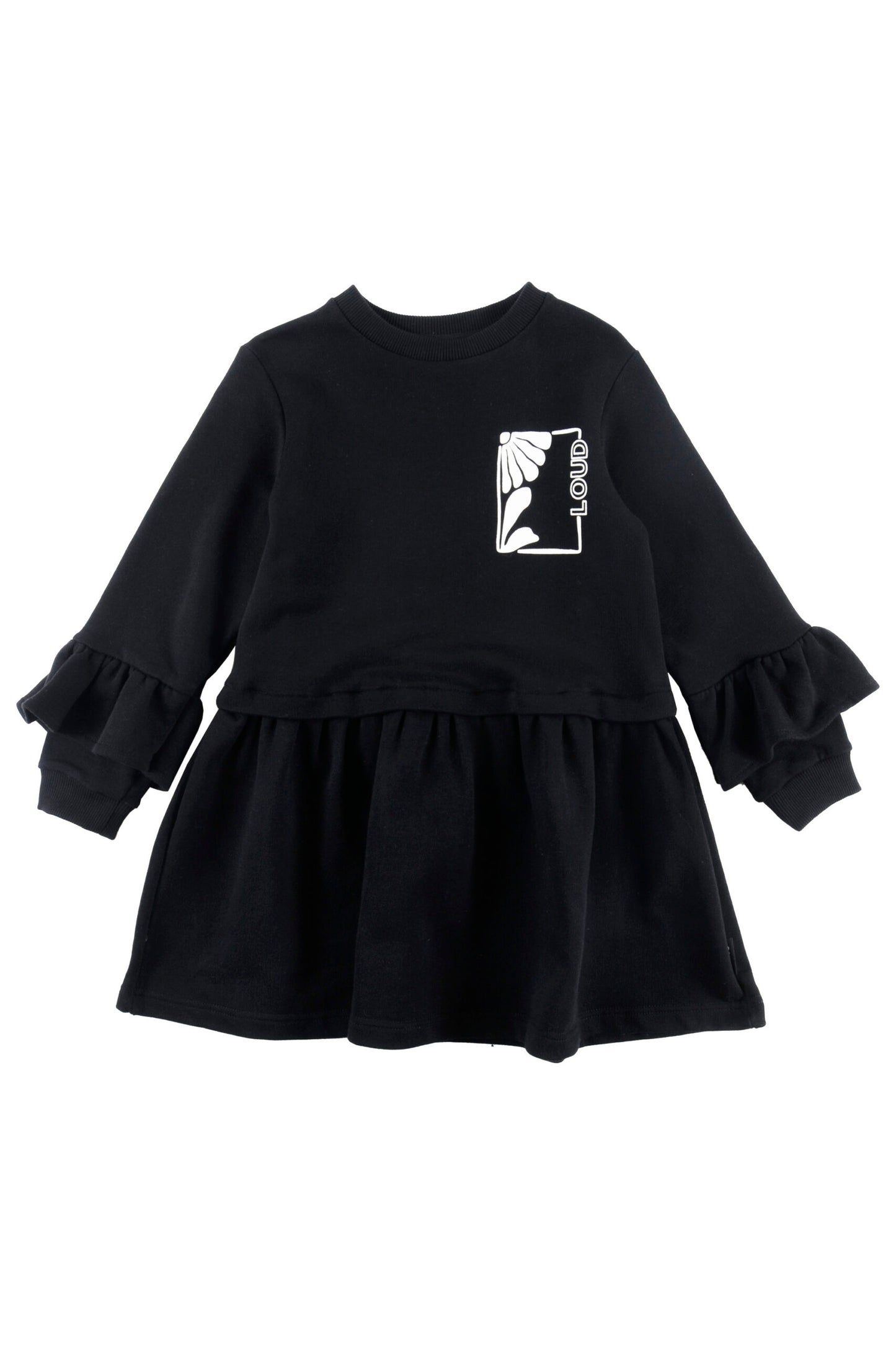 INSPIRE - Black/Ecru Dress Ruffle Sleeves