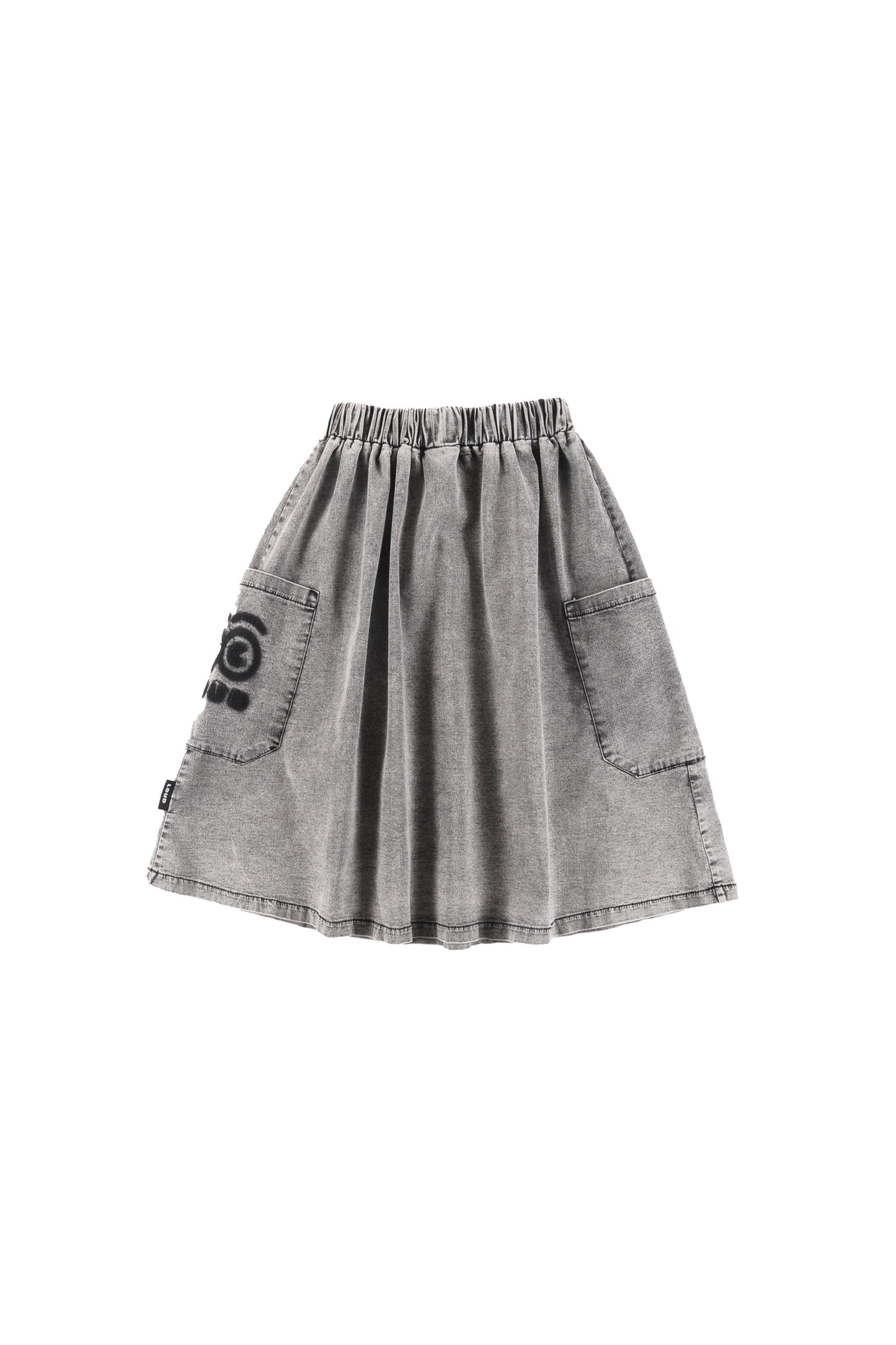TIME - Light Grey Stone Wash Skirt Midi