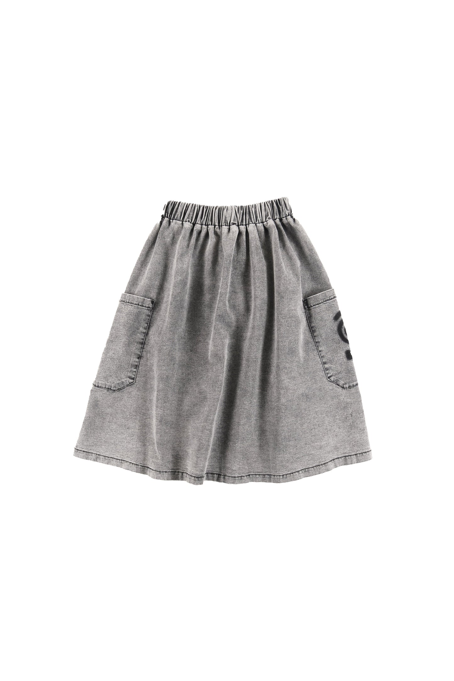 TIME - Light Grey Stone Wash Skirt Midi