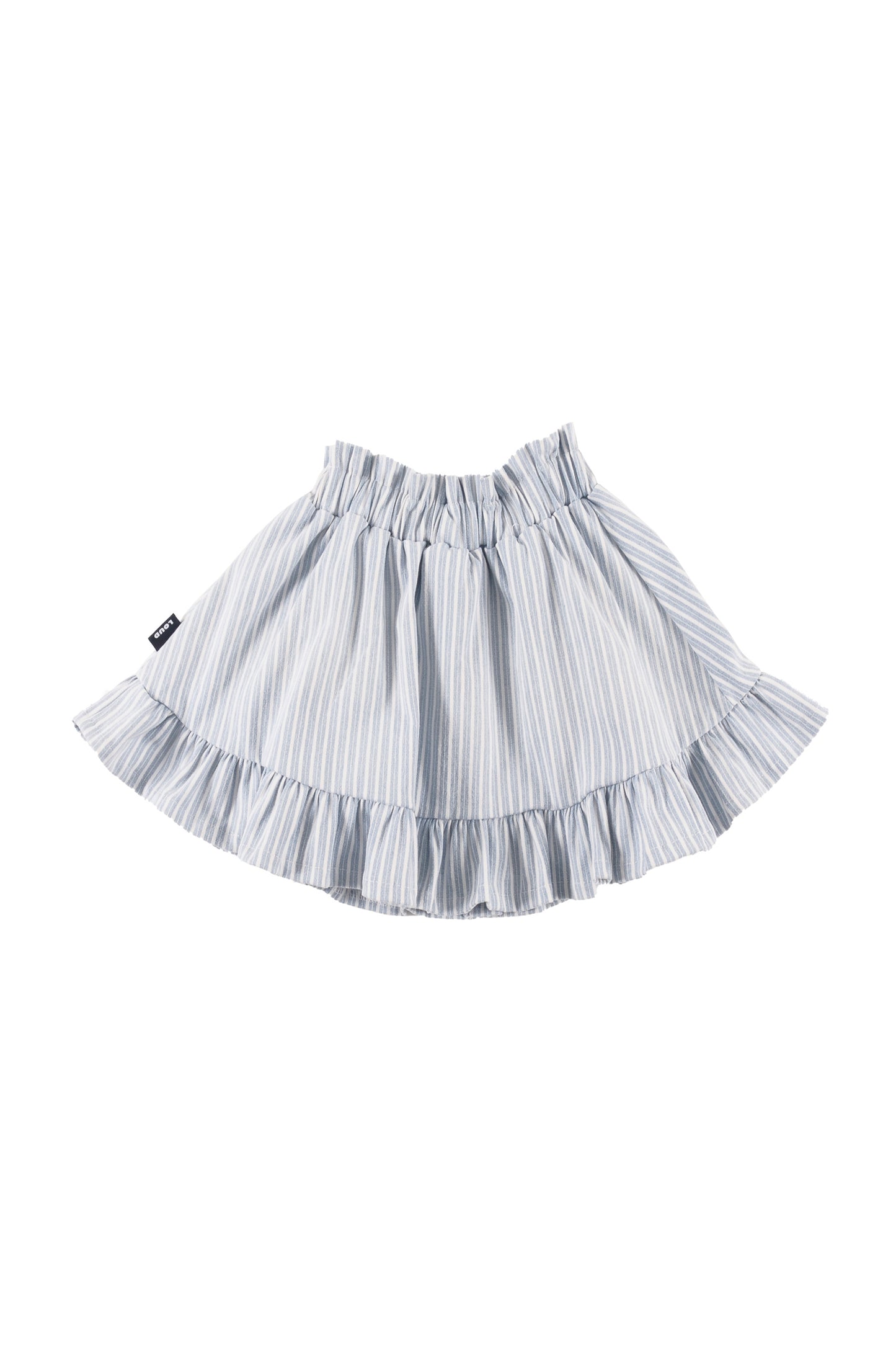 HOTEL - Mid Blue Stripe Mini Skirt Elastic Waist 6y and Up Knee Length