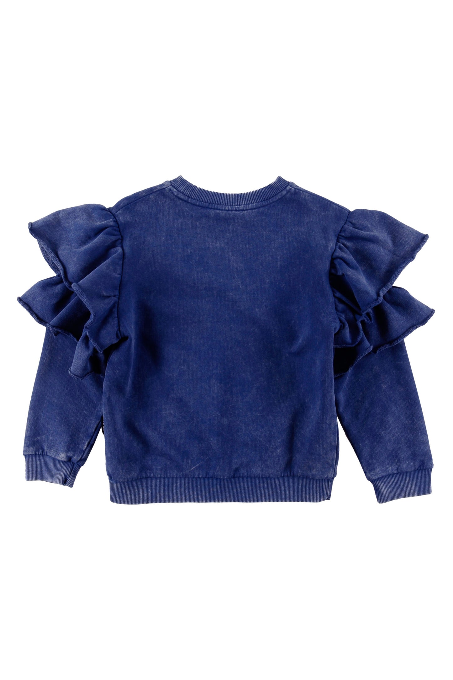 FLOWER - Blue Marble Dye Sweater Ruffle Sleeves