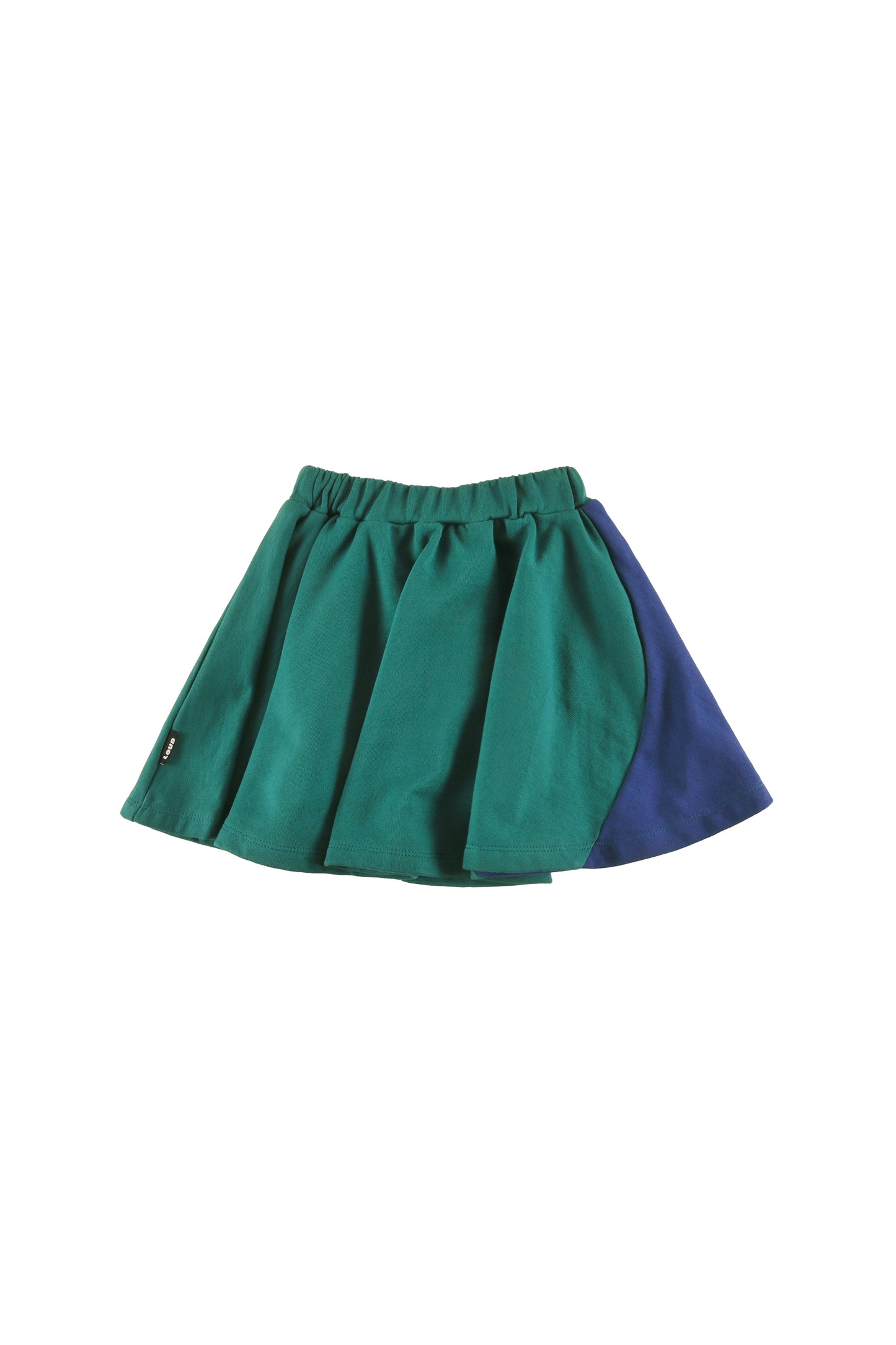 RELAX - GREEN/NAVY MINI SKIRT, elasticated waist, colour block, LOUD eyes logo print contrast