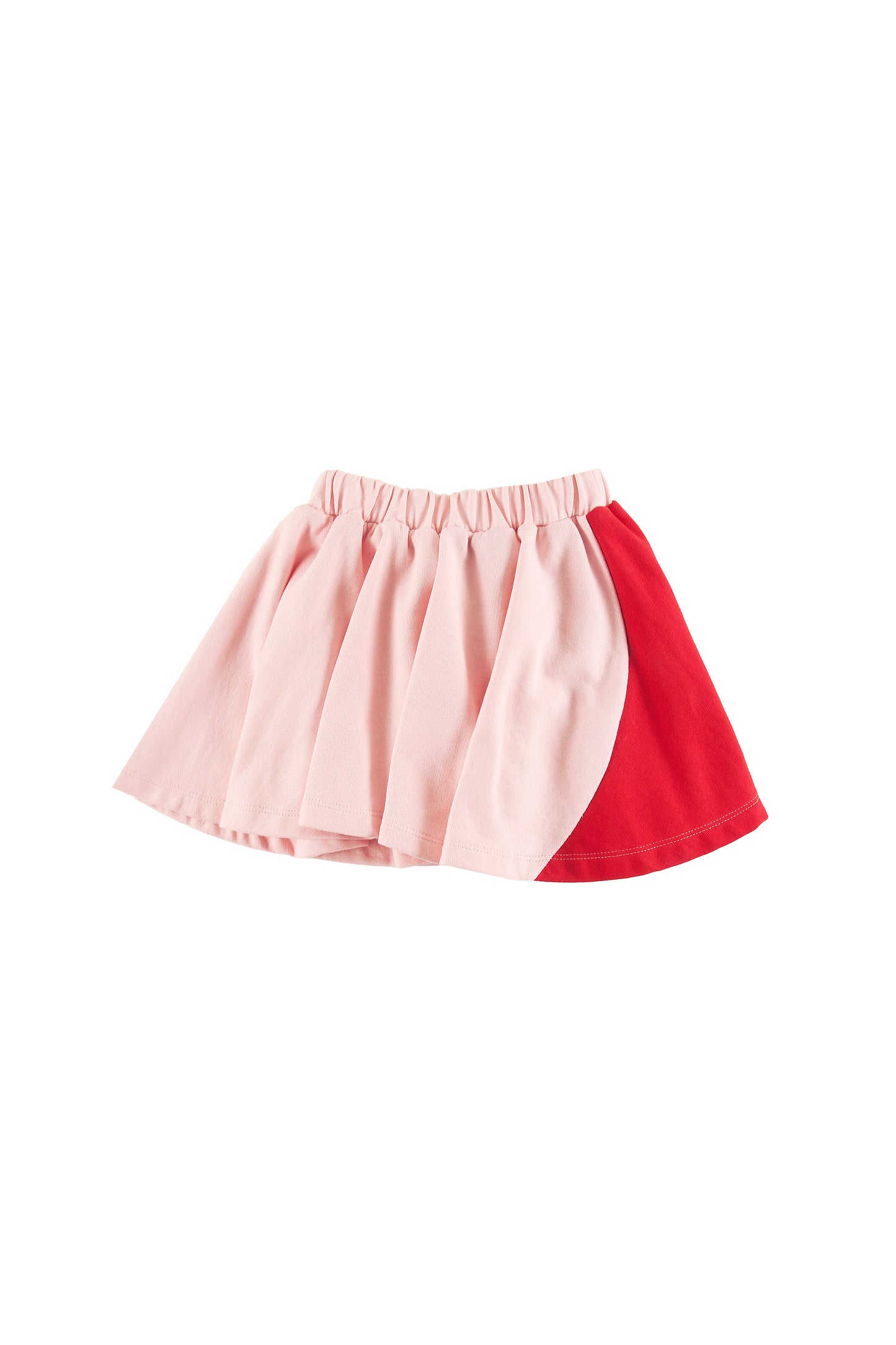 RELAX - ORCHID PINK/RED MINI SKIRT, elasticated waist, colour block, LOUD eyes logo print contrast