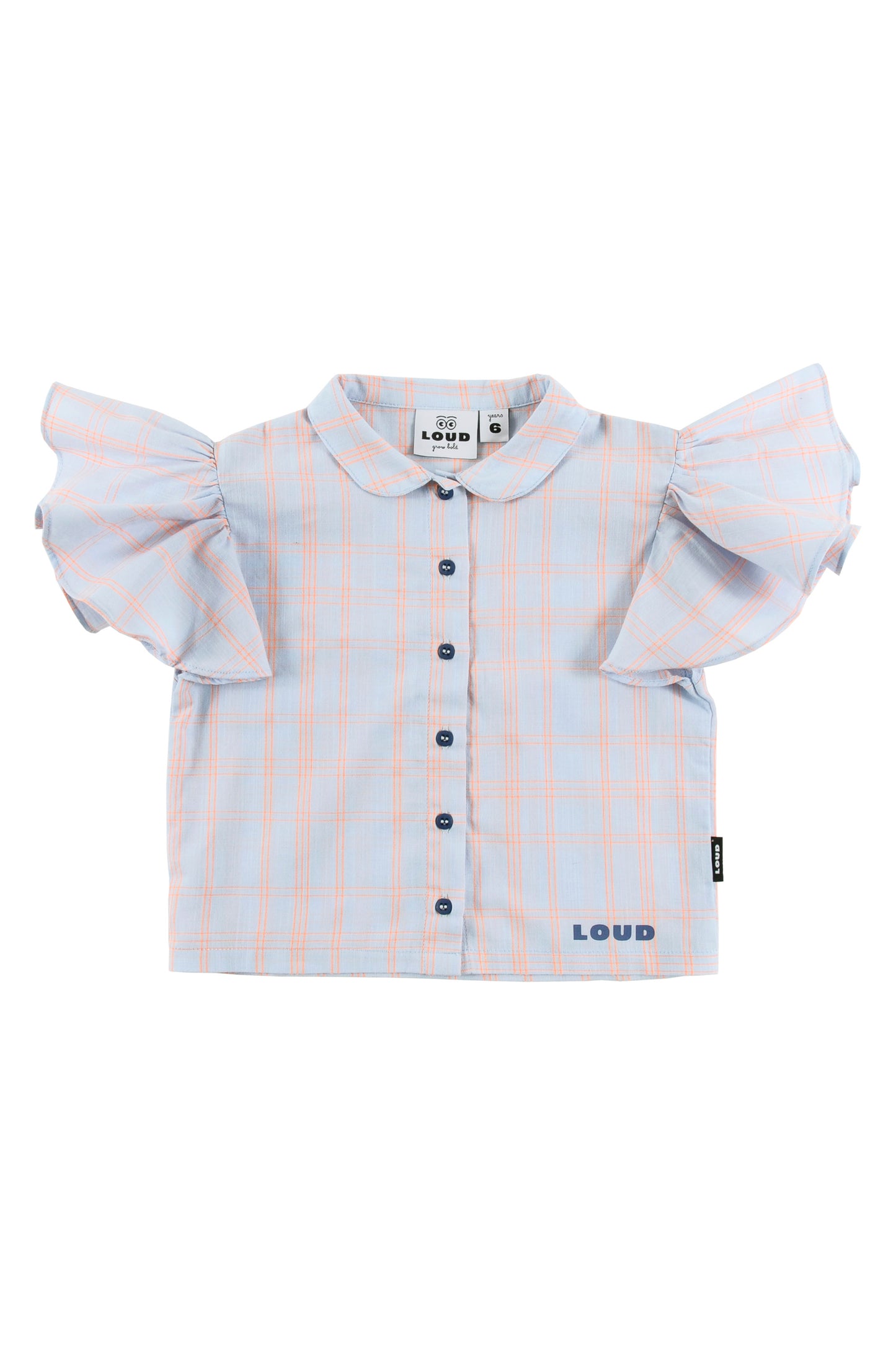 ALBA - Check Neon Shirt Ruffle Sleeve (Sample)