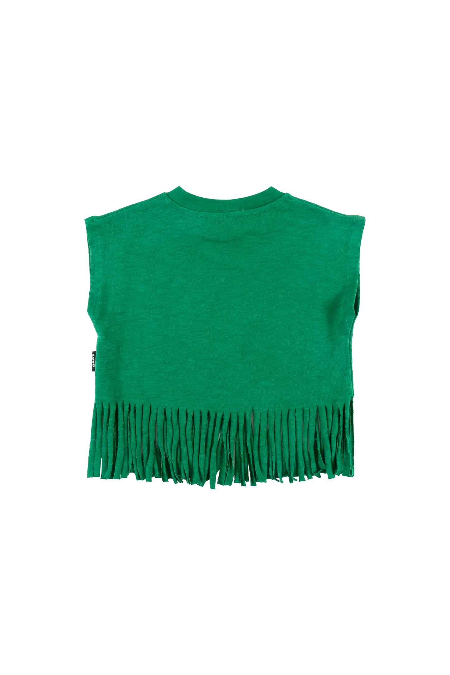 CETRELLA - Green T-Shirt Loose Fit Fringes Bottom (SAMPLE)