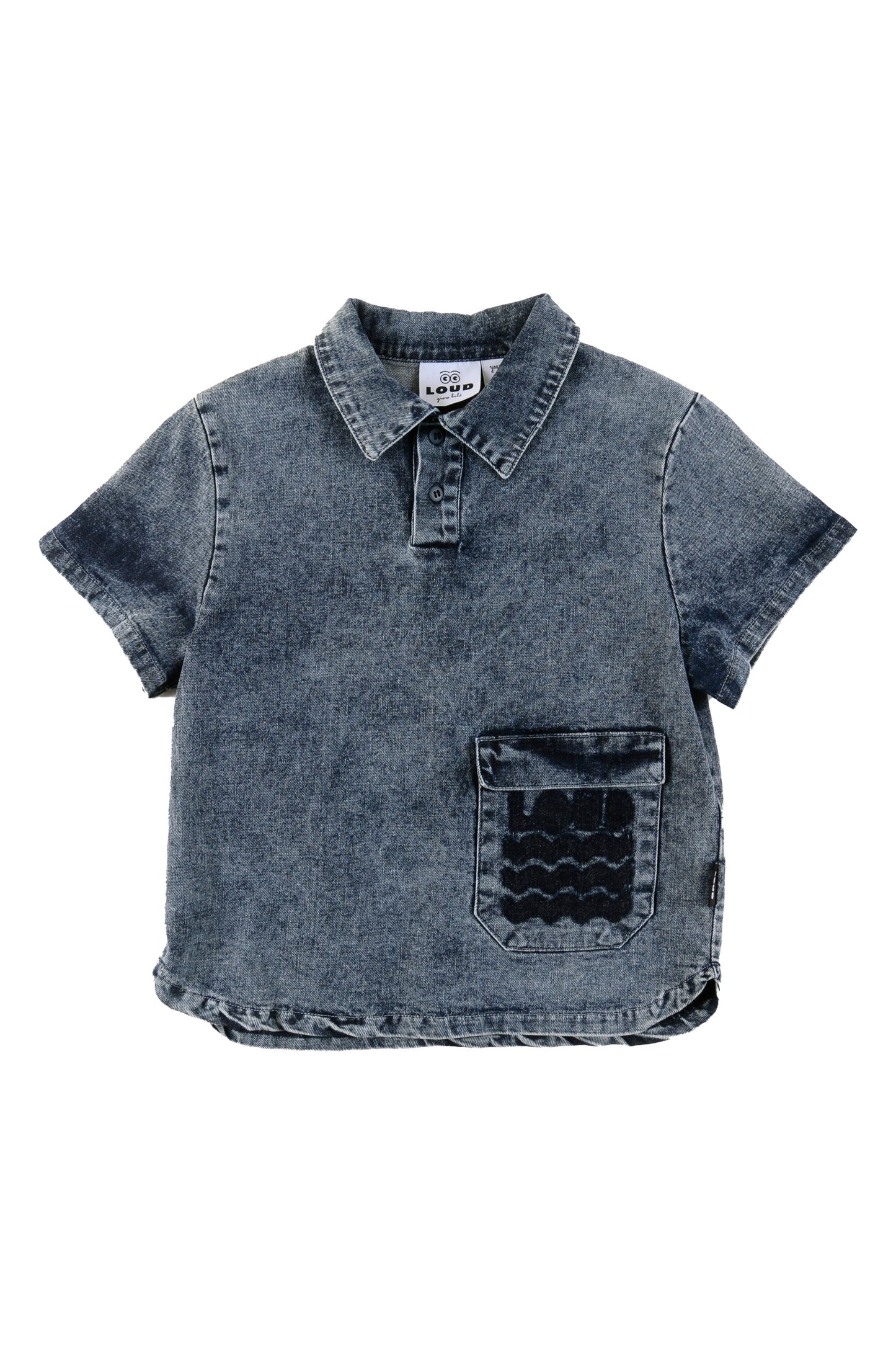ONDA - Mid Blue Stoned Washed Denim Shirt Front Pockets (Sample)