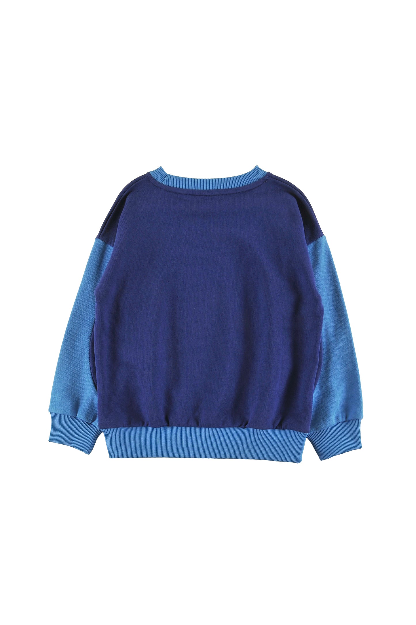 SLEIGH - NAVY/MALIBU SWEATER relaxed fit, drop shoulder, sleeve colour block LOUD eyes logo print contrast