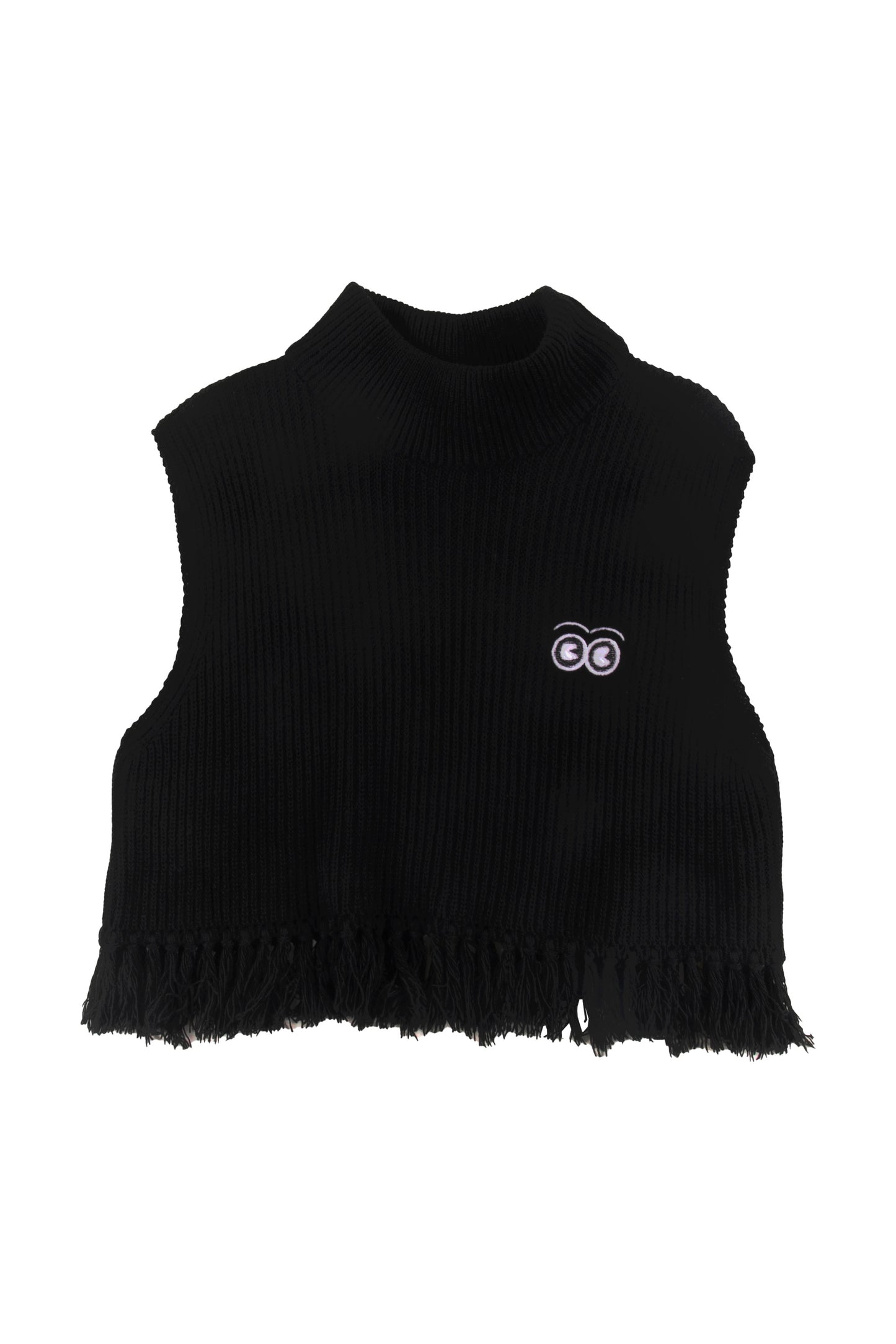 DINNER - Black Knitted Top Fringes