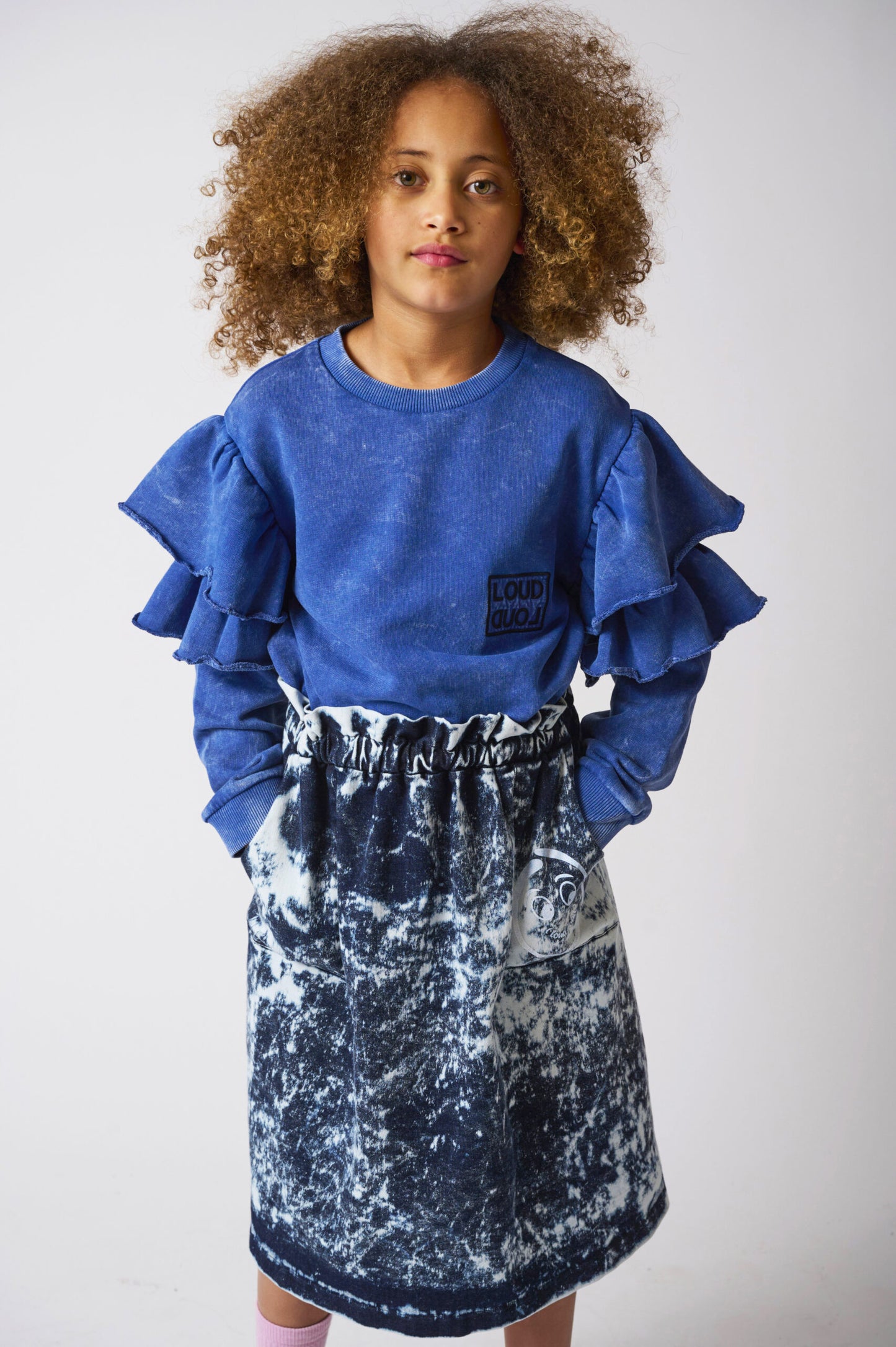 FOLLIES - Blue Stained Skirt Midi