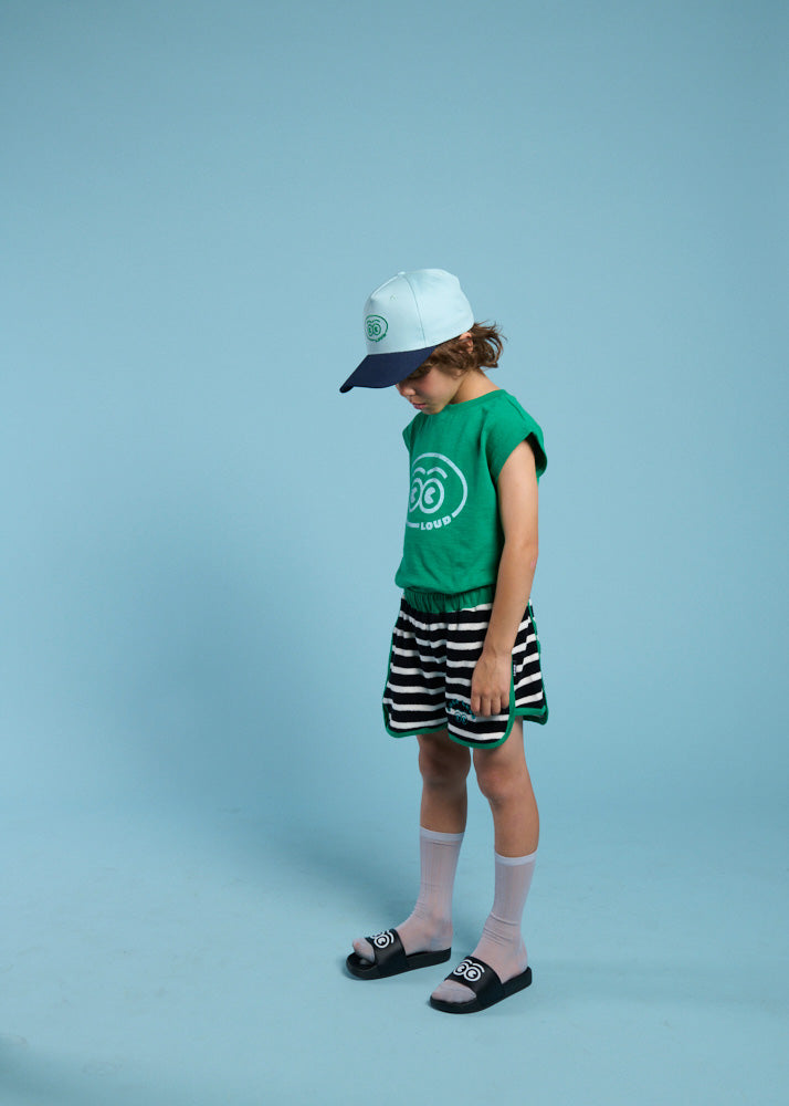 SNACK - Anthracite Stripe Shorts Racer Elasticated Waist (SAMPLE)