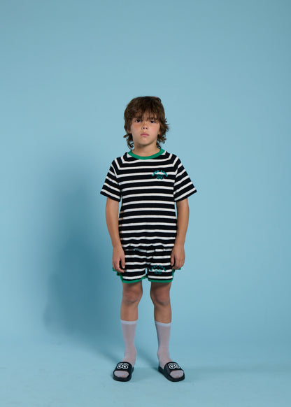 BUBBLE - Anthracite Stripe Top Loose Fit Raglan Sleeve