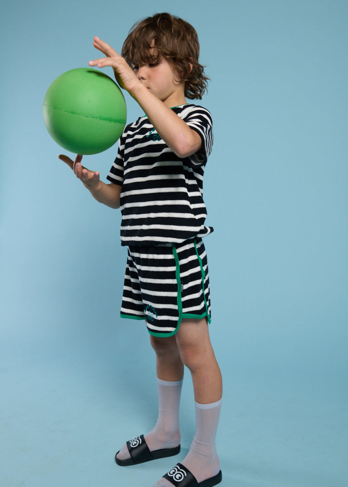 BUBBLE - Anthracite Stripe Top Loose Fit Raglan Sleeve