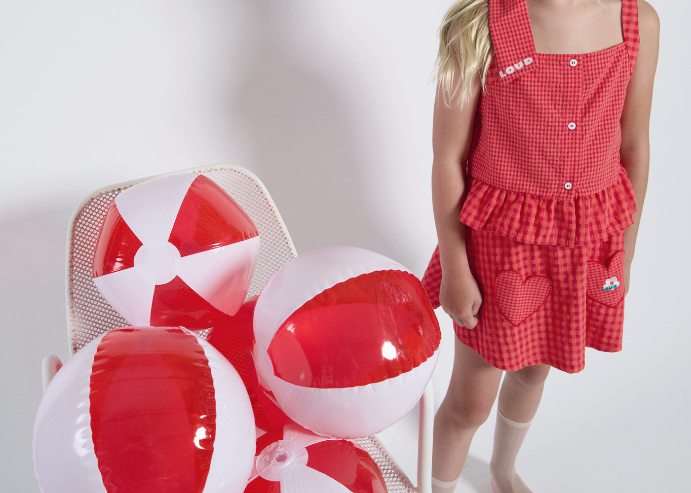 CALDO - Red Check Mini Skirt Front Pockets 6y and Up Knee Length