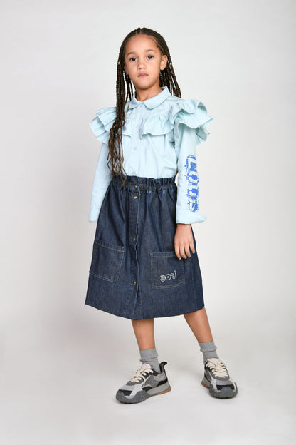 TENDER - Blue Denim Skirt Button Down