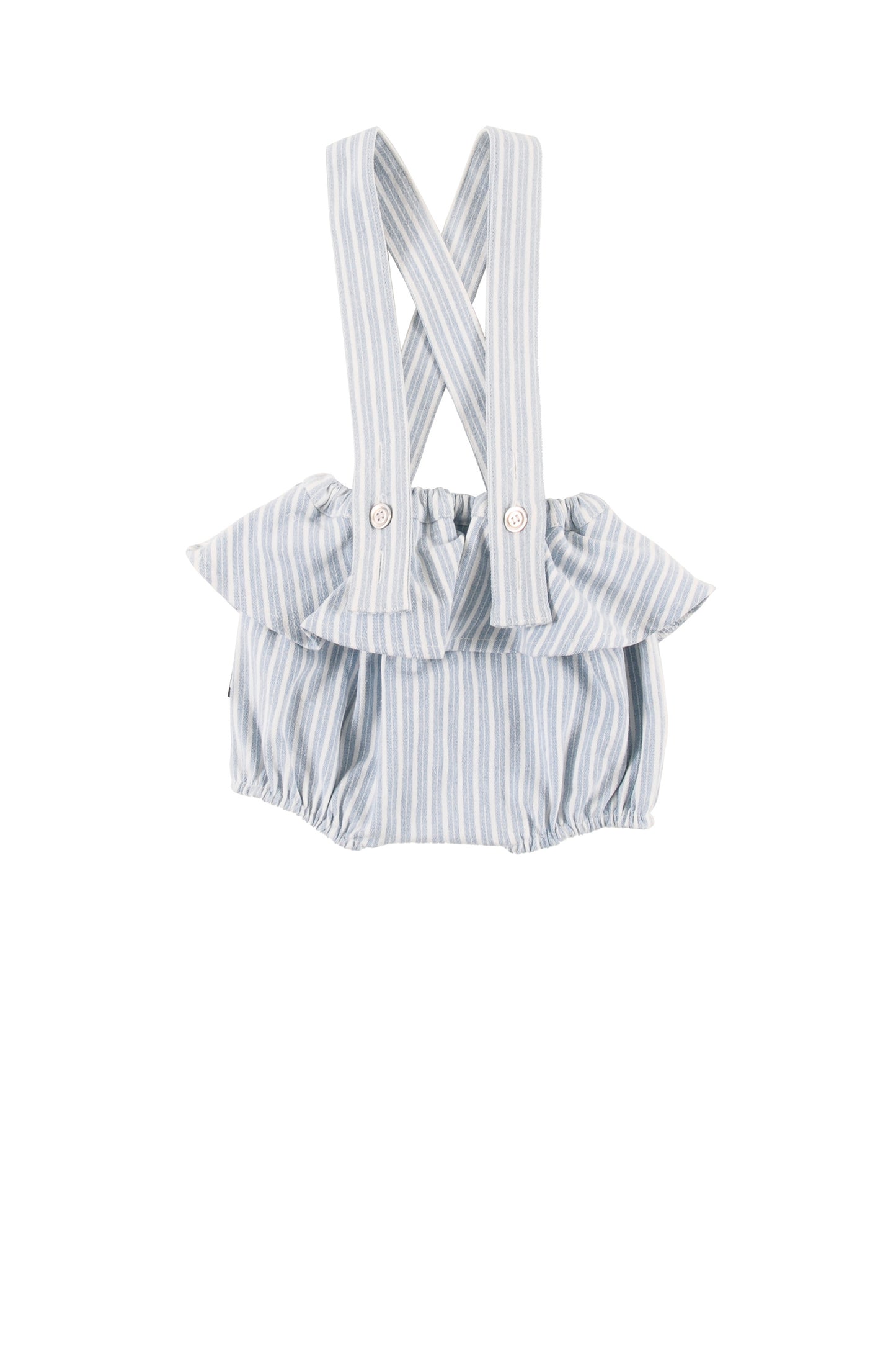 PINO - Mid Blue Stripe Baby Girl Bloomers With Straps (SAMPLE)