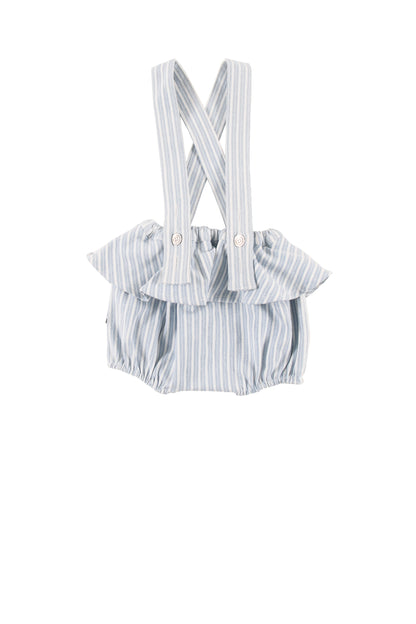 PINO - Mid Blue Stripe Baby Girl Bloomers With Straps (SAMPLE)