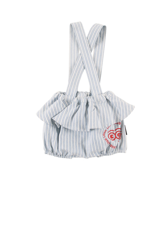 PINO - Mid Blue Stripe Baby Girl Bloomers With Straps