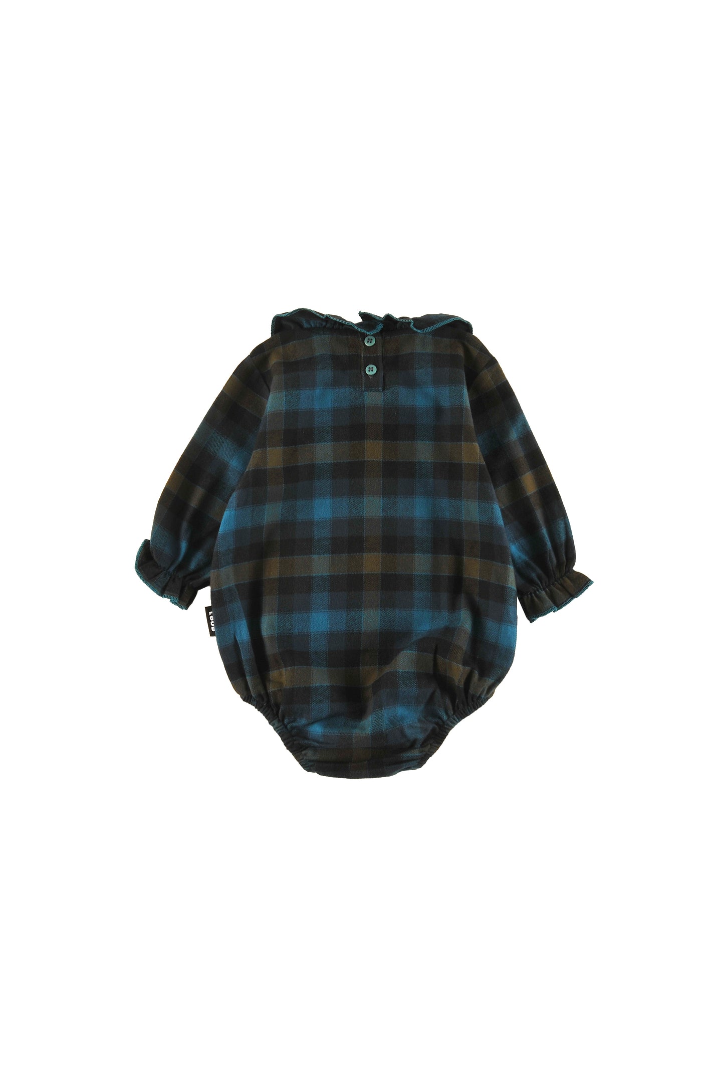 WIND - CHECK Baby Girl ROMPER relaxed fit, tulip pocket, Ice Skate embroidery motif