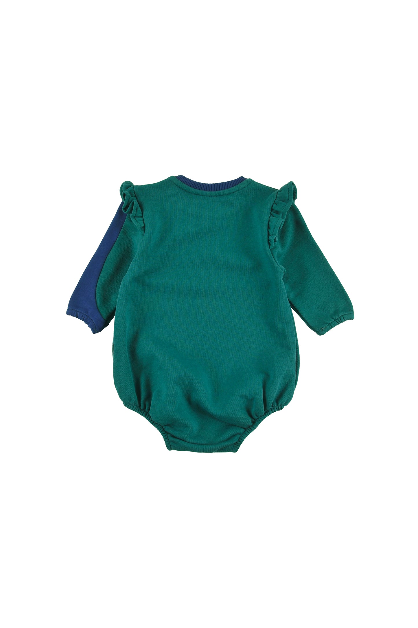 TIGNES - GREEN/NAVY Baby GIRL ROMPER relaxed fit, ruffle shoulder, sleeve colour block LOUD eyes logo print contrast