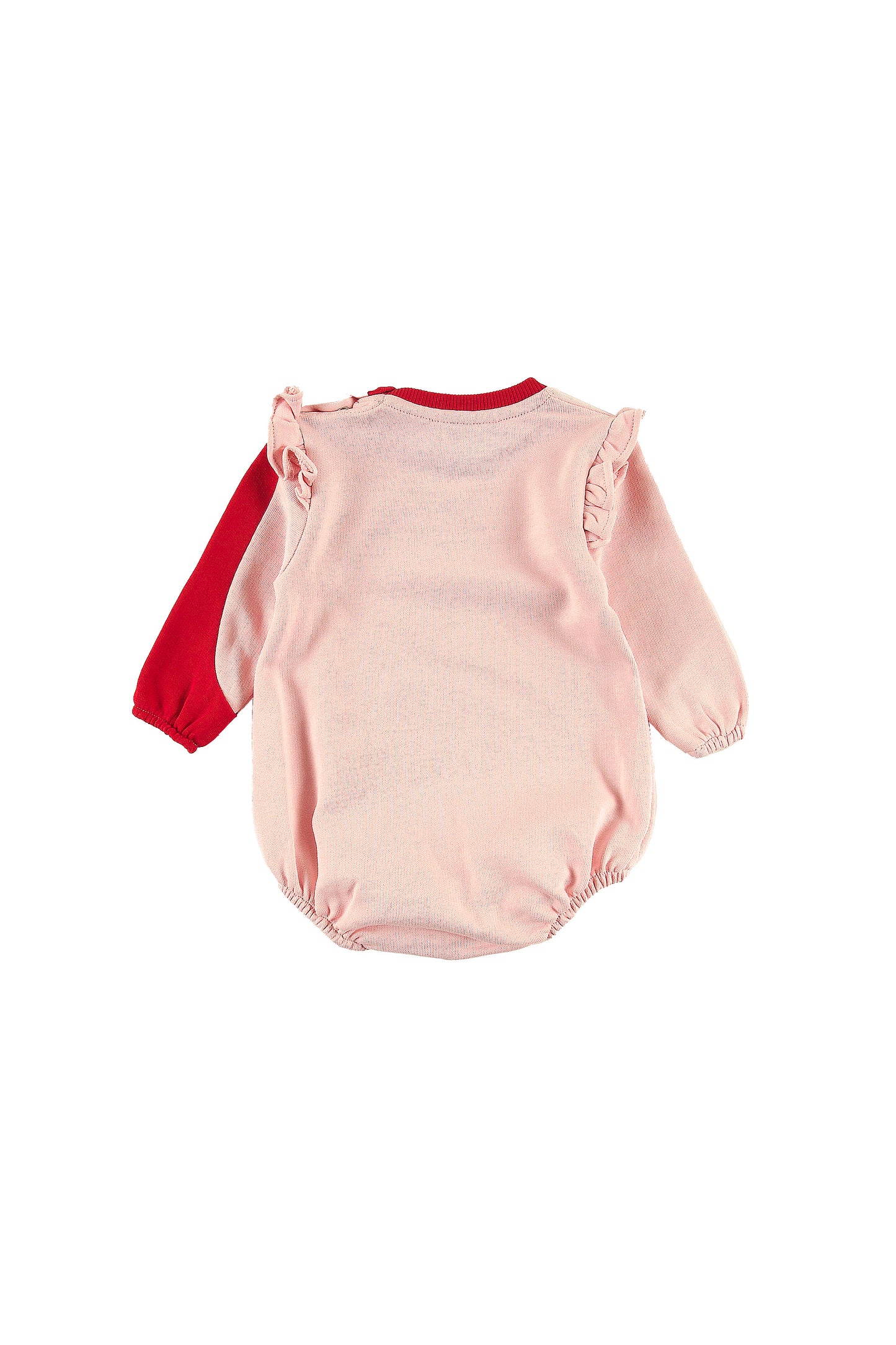 TIGNES - ORCHID PINK/RED Baby GIRL ROMPER relaxed fit, ruffle shoulder, sleeve colour block LOUD eyes logo print contrast