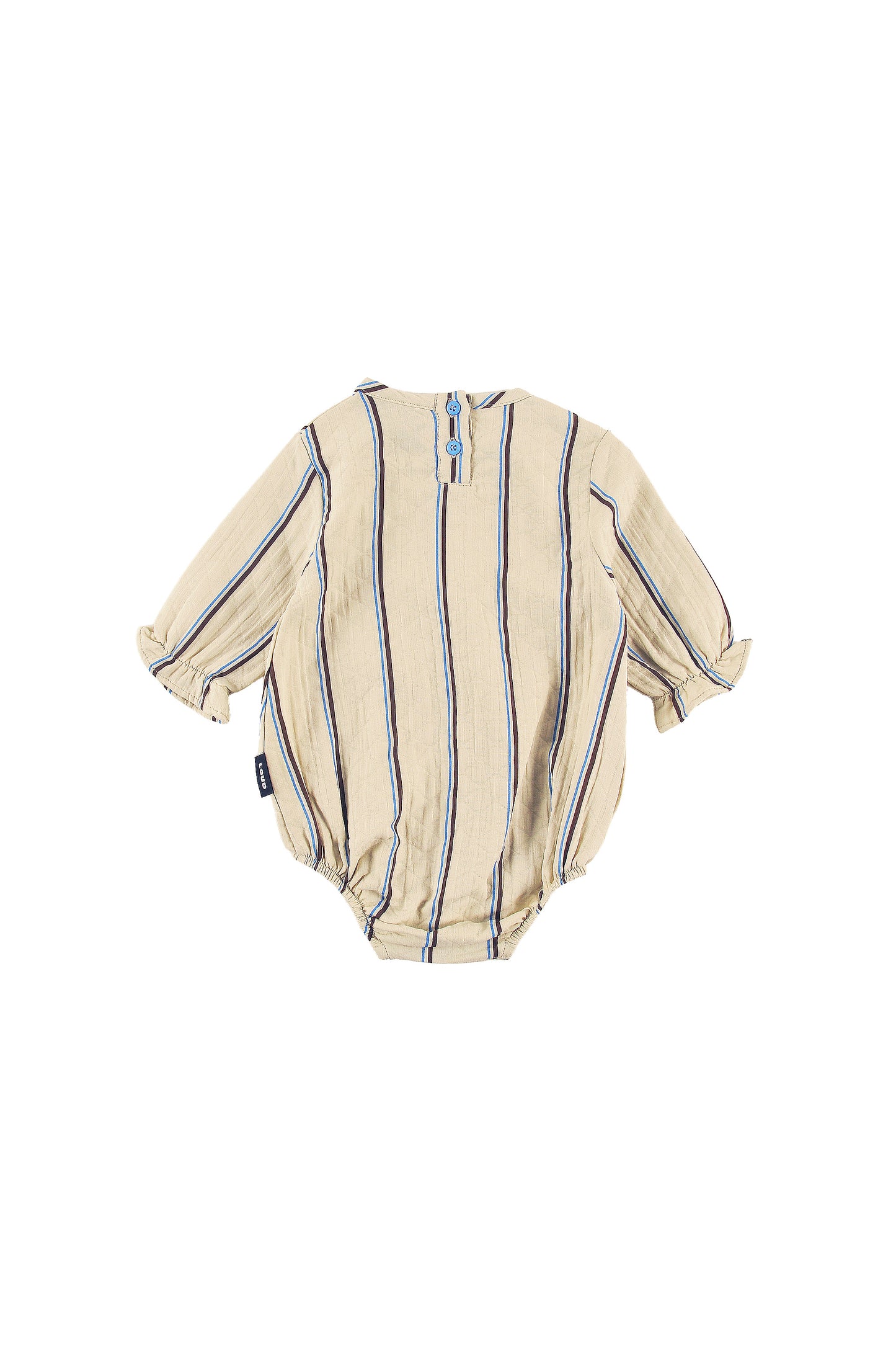 GAMES - NATURAL STRIPE Baby Girl ROMPER relaxed fit, heart front pocket, LOUD logo