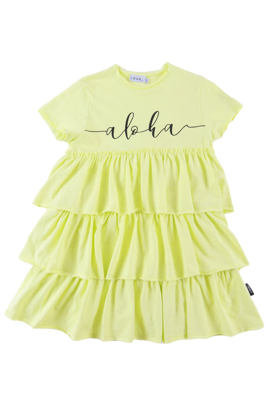 VERA - Shadow Lime Tiered Layers Dress