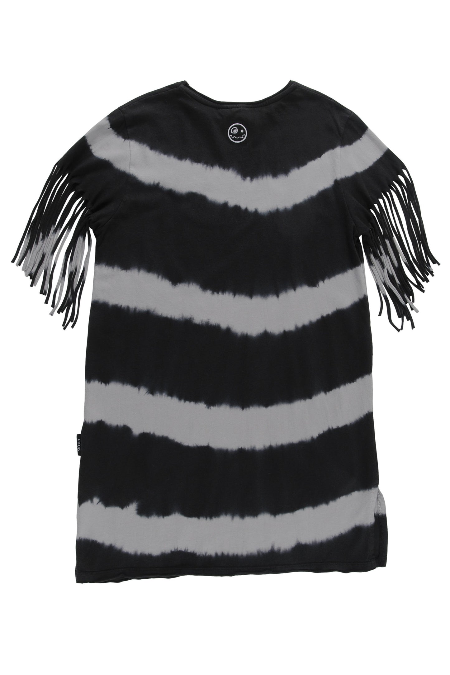 GIFT - Black / Zinc Tie Dye T-Shirt Dress Fringed