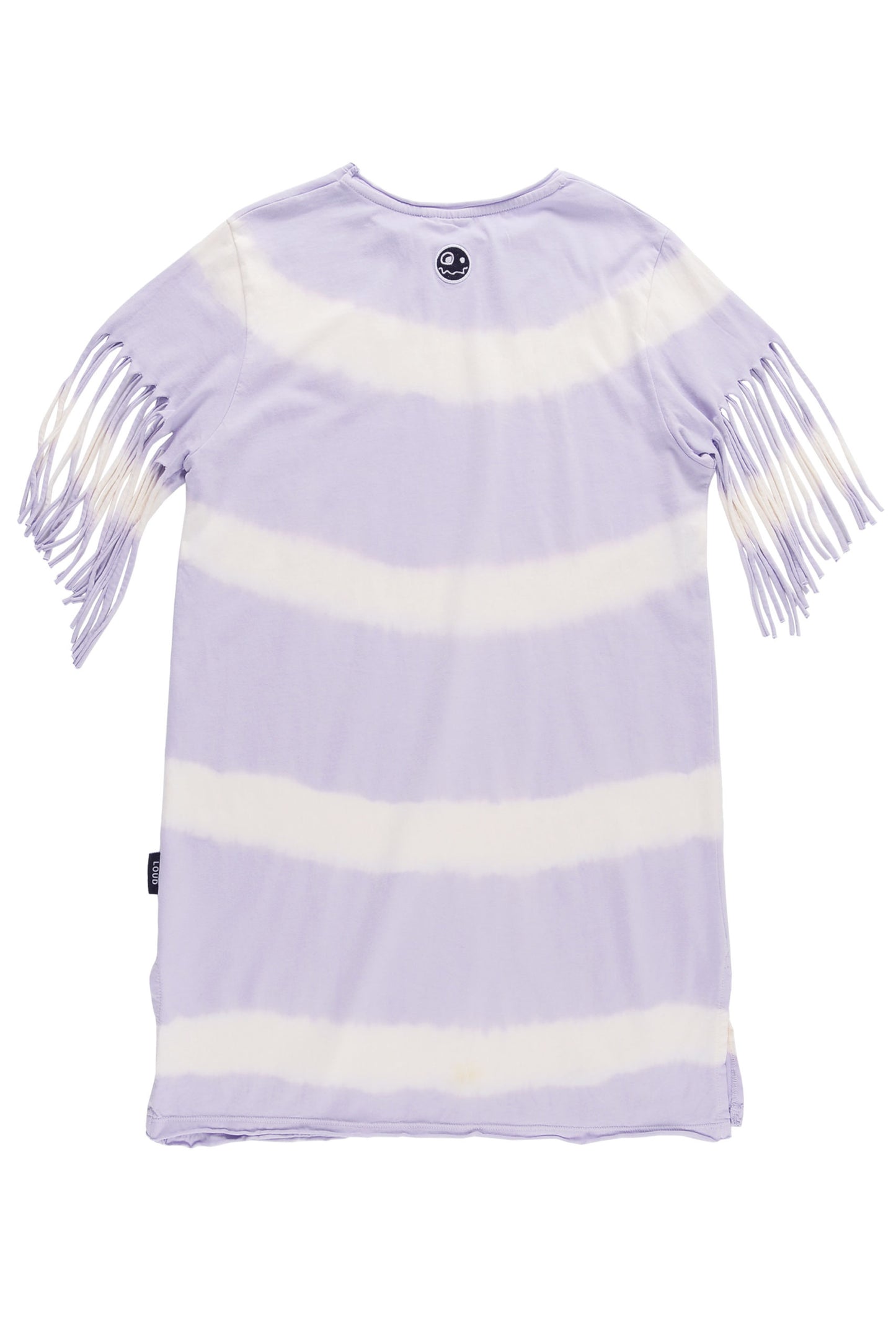 GIFT - Ecru / Lavender Tie Dye T-Shirt Dress Fringed