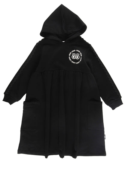 ROOF - Black Dress Hood Loose Fit Ric Rac Sleeves