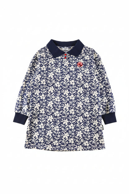 ALPS - Flower AOP Polo Dress Straight Loos Fit