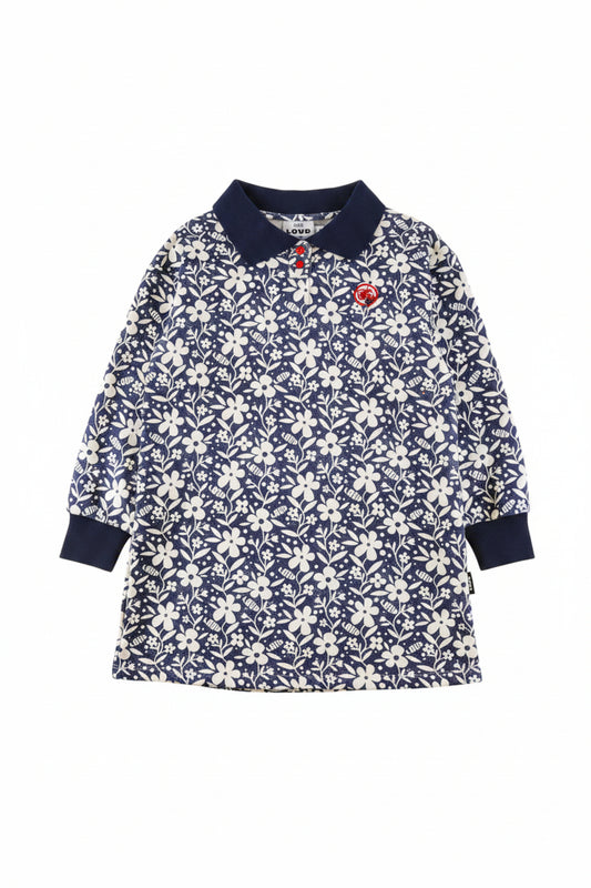 ALPS - Flower AOP Polo Dress Straight Loos Fit